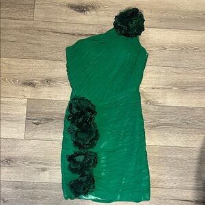 Elegant Tony Bowls Green One-Shoulder cocktail Dress